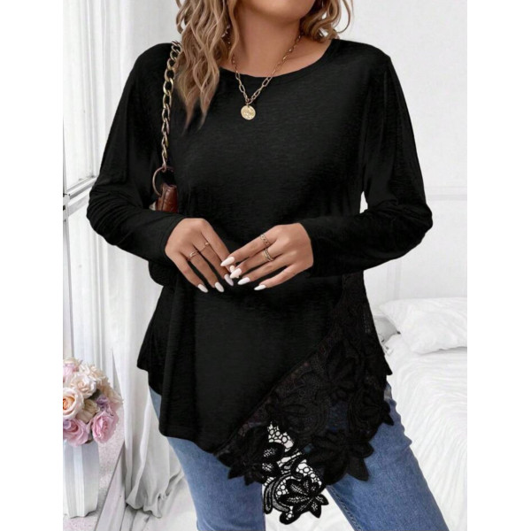 Дамска макси асиметрична блуза в черен цвят