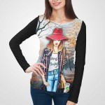 3D дамска блуза с дълъг ръкав 7276