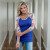 Дамска блуза с 3D апликация Цветелина в цвят синьо