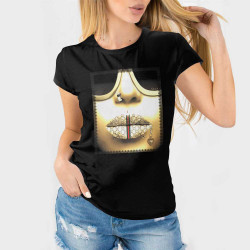 Памучна дамска тениска с щампа Gold 8082