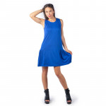 Разпродажба Удобна и практична дамска рокля с харбале в синьо