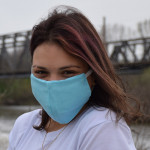 Трипластова едноцветна маска за лице с моден дизайн Синя