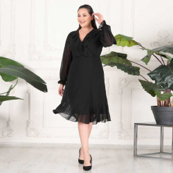 Ефектна дамска макси рокля от шифон Даная в черен цвят