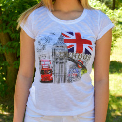 Дамска тениска - бяла с щампа Great Britain