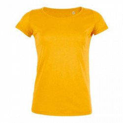 Едноцветна дамска тениска в яркожълт цвят
