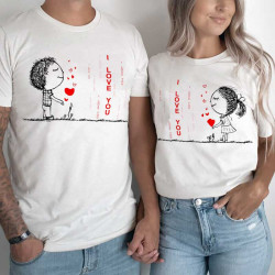 Комплект тениски за влюбени двойки I love you 12196