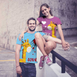 Комплект тениски за влюбени двойки Жирафи 12200