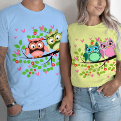 Комплект тениски за влюбени двойки Бухалчета 12204