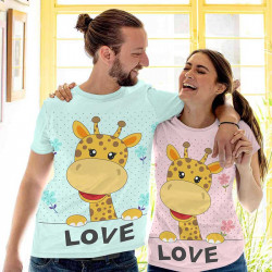 Комплект тениски за влюбени двойки Жирафи 12207