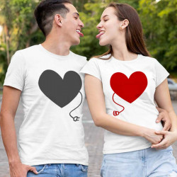 Комплект тениски за влюбени двойки Сърца 12185