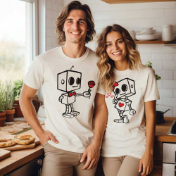 Комплект тениски за влюбени двойки Влюбени роботи 12186