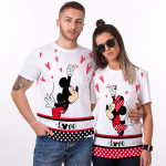 Комплект тениски за влюбени двойки семейство Маус 8662