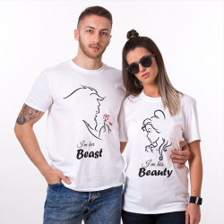 Комплект тениски за влюбени двойки Красавицата и Звяра 8659