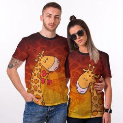 Комплект тениски за влюбени двойки Жираф 8673