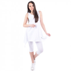 Ефирен летен дамски комплект туника + клин в бял цвят