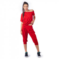 Спортен дамски комлект с потур в червен цвят 