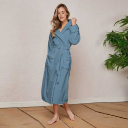 Хавлиен халат за баня -MAER- цвят Синьо капри