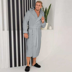 Луксозен хавлиен халат за баня - MAER цвят Сребърно сиво