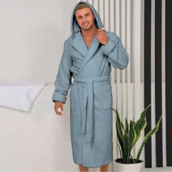 Луксозен хавлиен халат за баня - MAER цвят Гълъбово синьо