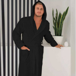 Луксозен хавлиен халат за баня - MAER цвят черен