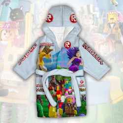 Детски халат за баня с 3D принт на анимационни герои 10896