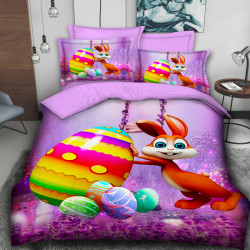 3D луксозен спален комплект Великденско зайче 10199