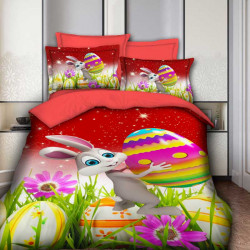 3D луксозен спален комплект Великденско зайче 10184