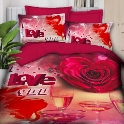 3D Луксозен спален комплект с романтичен принт и Ваша снимка 12090