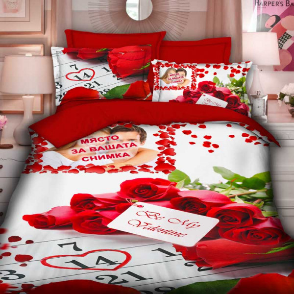 3D Луксозен спален комплект с романтичен принт и Ваша снимка 12091