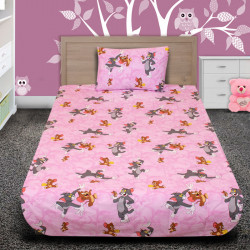 Комплект от луксозно детско спално бельо Tom & Jerry в розово с подарък