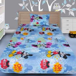 Комплект от луксозно детско спално бельо Мики Маус в синьо с подарък