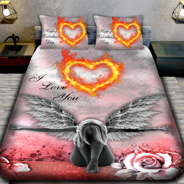 3D Луксозен спален комплект за влюбени 5974