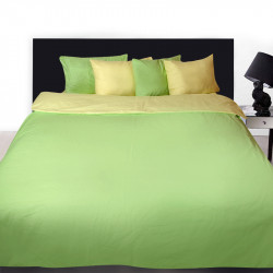 Комплект от двулицево спално бельо в жълто и зелено с подарък