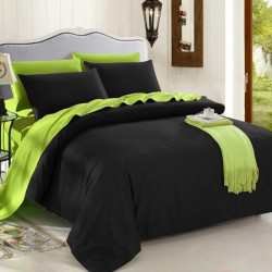Комплект от двулицево спално бельо в зелено и черно с подарък