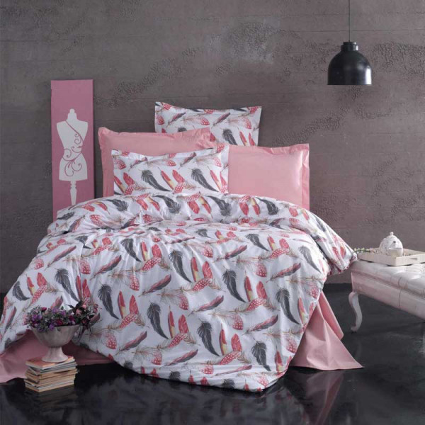 Спално бельо от Ранфорс Пера в розово 6 части