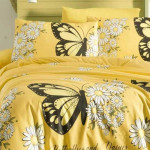 Спално бельо от Ранфорс Пеперуда в жълто 6 части