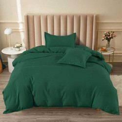 Едноцветен спален комплект от Ранфорс в Тъмно зелен цвят с подарък