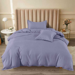 Едноцветен спален комплект от Ранфорс в цвят Гълъбово синьо с подарък