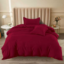 Едноцветен спален комплект от Ранфорс в цвят Бордо с подарък