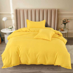 Едноцветен спален комплект от Ранфорс в Жълт цвят с подарък