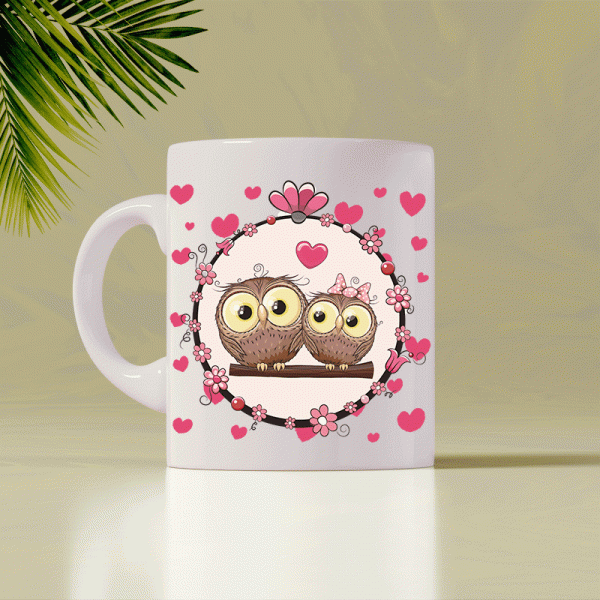 3D чаша Mr and Mrs LOVE BIRDS 7492